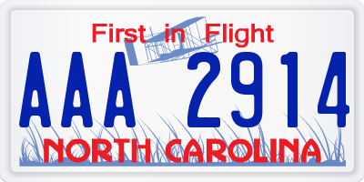 NC license plate AAA2914