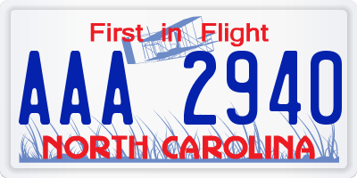 NC license plate AAA2940