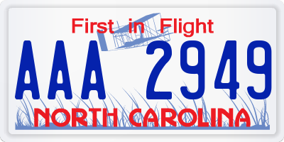 NC license plate AAA2949