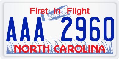 NC license plate AAA2960