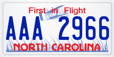 NC license plate AAA2966