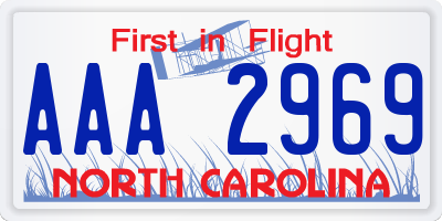 NC license plate AAA2969