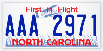 NC license plate AAA2971