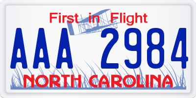 NC license plate AAA2984
