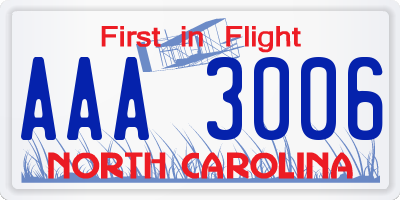 NC license plate AAA3006