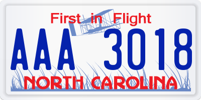 NC license plate AAA3018