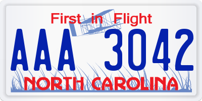 NC license plate AAA3042