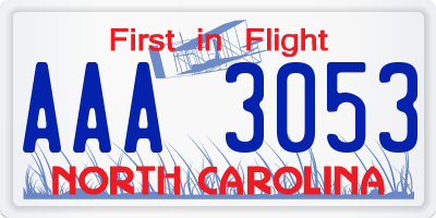 NC license plate AAA3053