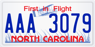 NC license plate AAA3079