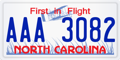 NC license plate AAA3082
