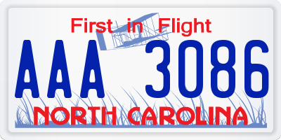 NC license plate AAA3086
