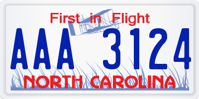 NC license plate AAA3124