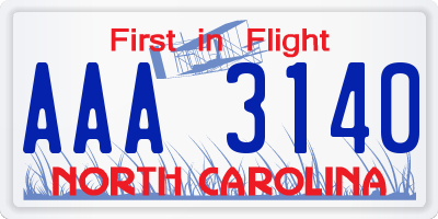 NC license plate AAA3140