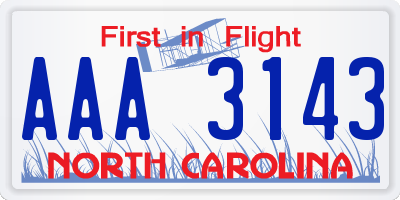 NC license plate AAA3143