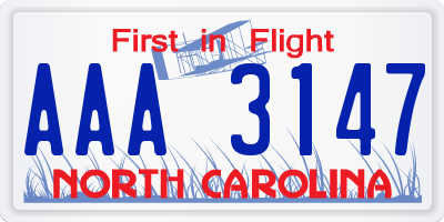 NC license plate AAA3147