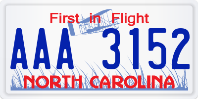 NC license plate AAA3152