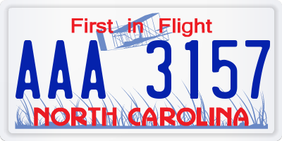 NC license plate AAA3157