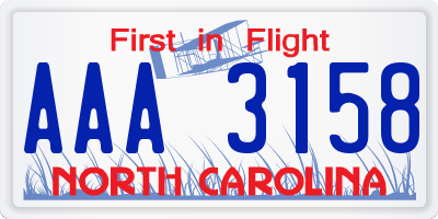 NC license plate AAA3158