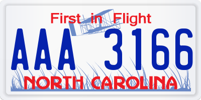 NC license plate AAA3166
