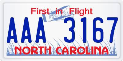NC license plate AAA3167