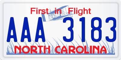 NC license plate AAA3183