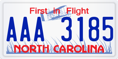 NC license plate AAA3185