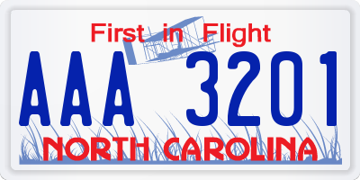 NC license plate AAA3201
