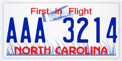 NC license plate AAA3214