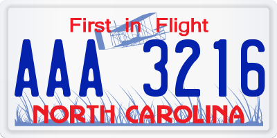 NC license plate AAA3216
