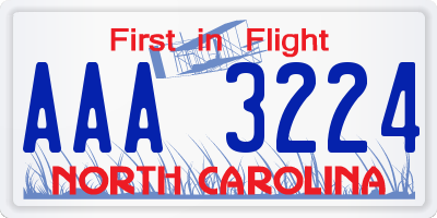 NC license plate AAA3224