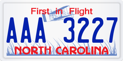 NC license plate AAA3227