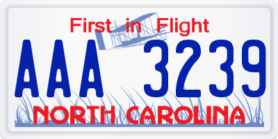 NC license plate AAA3239