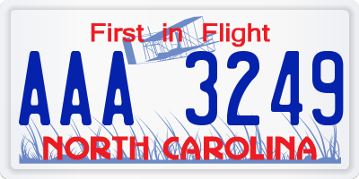 NC license plate AAA3249