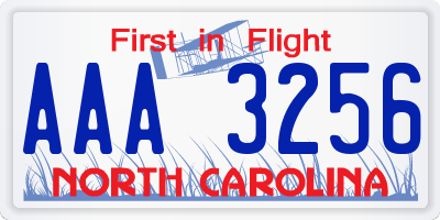 NC license plate AAA3256