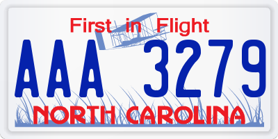 NC license plate AAA3279