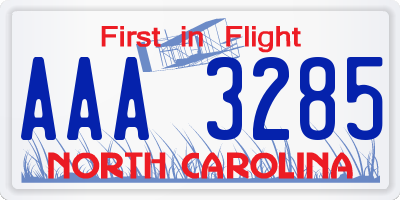NC license plate AAA3285