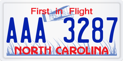 NC license plate AAA3287