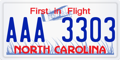 NC license plate AAA3303
