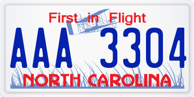NC license plate AAA3304