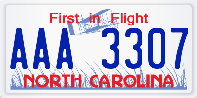 NC license plate AAA3307