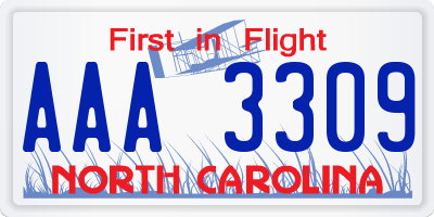 NC license plate AAA3309