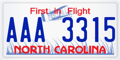 NC license plate AAA3315