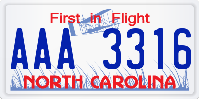 NC license plate AAA3316