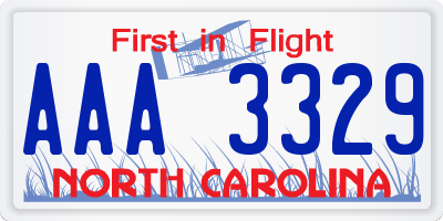 NC license plate AAA3329