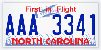 NC license plate AAA3341