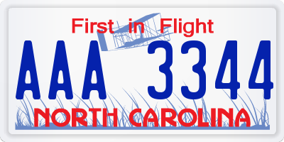 NC license plate AAA3344