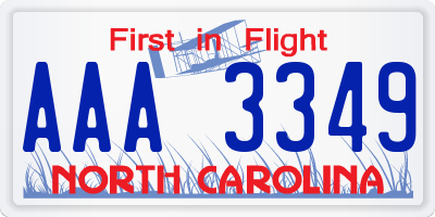 NC license plate AAA3349