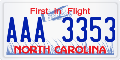 NC license plate AAA3353