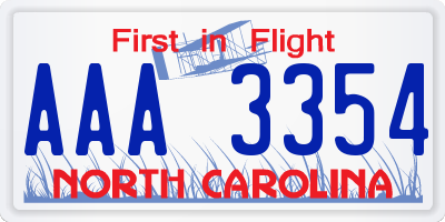 NC license plate AAA3354