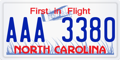 NC license plate AAA3380